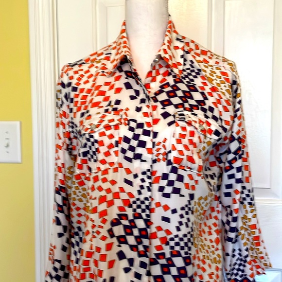 CAbi Multicolor Button Down Shirt w/ Convertible Sleeves - Picture 2 of 9